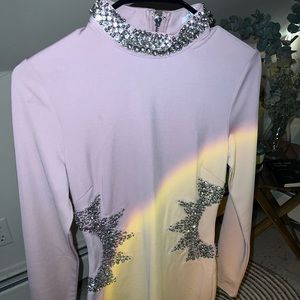Beautiful pink dress with rhinestones design….